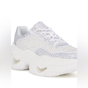 AZALEA WANG PETEY WHITE EMBELLISHED SNEAKER AKIRA SHOES NIB